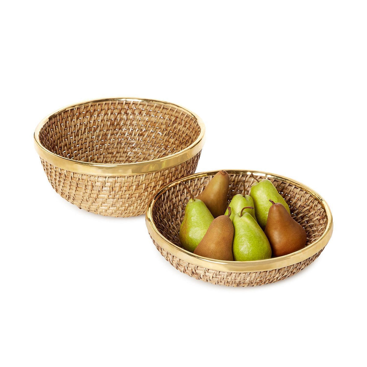 TC Rattan Bowl w/ Gold Rim
