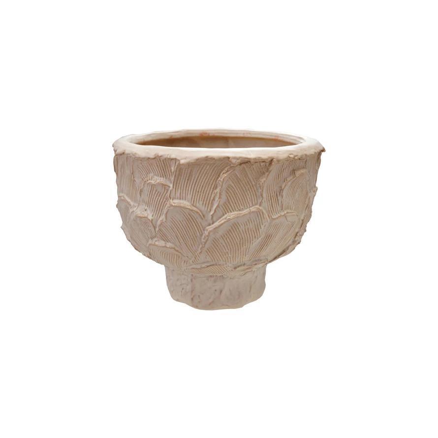 BV Stoneware Embossed Pedestal Bowl