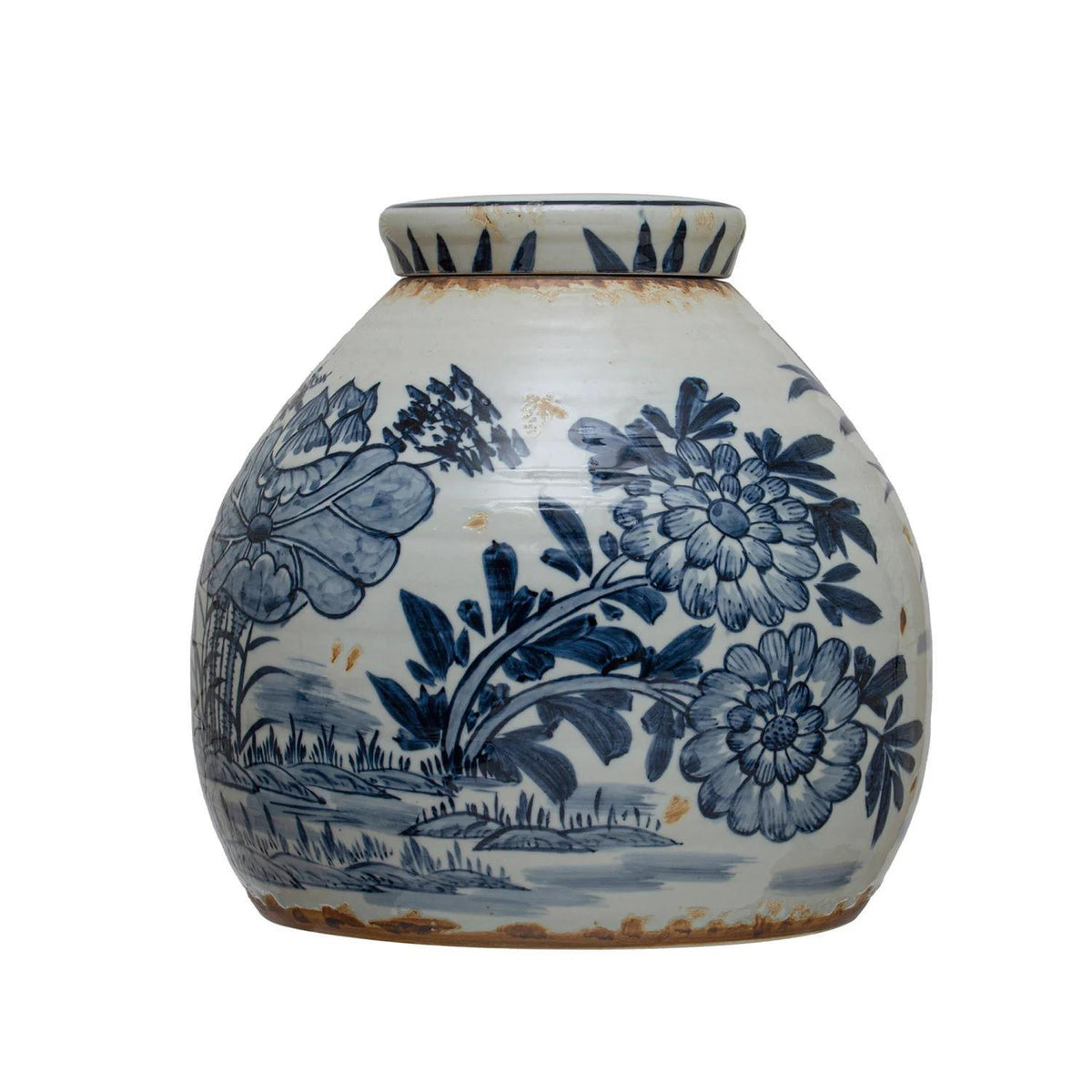 CCO Blue Stoneware Ginger Jar